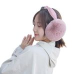 Kızlar sonbahar ve kış kalınlaşmış taşınabilir sıcak katlanır kulak muffs peluş sevimli yay earmuffs kulak kapağı sıcak kulak muffs (Düşük stil-deri pembe)