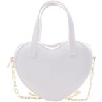 Kızlar yenilik Mini kalp şeklinde çanta zincir çanta omuz Crossbody çanta Tote çanta seyahat cüzdan çanta kadınlar için kız hediye, Beyaz