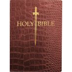 KJV Sword Bible, Large Print, Walnut Alligator Bonded Leather, Thumb Index: (Red Letter, Burgundy, 1611 Version)