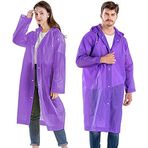 KKDSTOCK Work Safety Equipment Panço yağmurluk, üniseks, tekrar kullanılabilir, şeffaf, PEVA taşınabilir, su geçirmez yağmurluk, nefes alır, seyahat, yürüyüş, bisiklet ve kamp için (Mor)