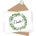 KKSJK 20'li paket zarflı ve çıkartmalı teşekkür kartı, düğün, vaftiz için teşekkür kartları, 20'li set teşekkür kartı (14 x 10 cm)