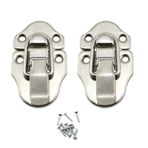 KKUANG 2 Takım Gümüş Ahşap Kutu Ördek Gagası Toka Bavul Toka Teneke Kutu Toka 69x40mm Vidalı Metal Geçiş Mandalı Toka Mücevher Kutusu için Ahşap Kutu Hediye Kutusu Ambalaj Kutusu Mandalı