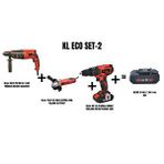 KL Eco Kleco Set-2 (820 W 26 Mm 3.0 J Sds Pnömatik Matkap+750 W 115 Mm Elektrikli Avuç Taşlama+şarjli Darbeli Matkap)