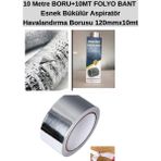 Kl Home 10 Metre Boru +10MT Folyo Bant Esnek Boru Bükülür Aspiratör Havalandırma Borusu 120 mm x 10METRE