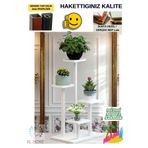 Kl Home Miami Model Çok Katlı Metal Saksı Çiçek Bitki 4 Kat Standı (1 ADET FİYATI) Salon Oturma Balkon - Beyaz