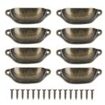 Klanata 8pcs Antika Çekme Kabuklu, Deniz Kılıfı Bronz Metal Çekmece Yeşil Bronz Kaplama, Vintage Dolap ve Dolap Mobilya Kulpları ile Çekme, 16 PCS Vidaları içerir (Bronze Color)