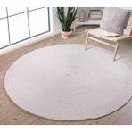 Klappe Design Jüt Hasır Oval Halı - Beyaz - 90 x 90 cm