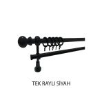 Klasik Ahşap Rustik Perde Askısı Tek Raylı 28 Mm Boru Siyah
