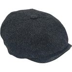 Klasik Balıkçı Tarzı Herringbone Desenli Kasket Şapka, Siyah, Yün Karışımlı
