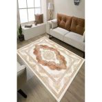 Klasik Desenli Dijital Baskılı Kaymaz Taban Yıkanabilir Salon Halısı Oturma Odası Halısı 100 X 400 Cm Çok Renkli
