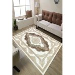 Klasik Desenli Dijital Baskılı Kaymaz Taban Yıkanabilir Salon Halısı Oturma Odası Halısı 200 X 400 Cm Kahverengi