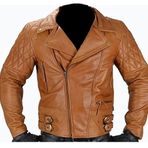 Klasik Elmas Motorcu Ceketi - Bisikletçi Retro Çift Kemerli Erkek Motosiklet Kapitone Deri Ceket, siyah, S