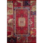 Klasik Kırmızı Salon&Oturma Odası&Yolluk Dijital Baskılı Makinede Yıkanabilir Kaymaz Taban Saçaklı Halı HK057