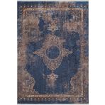 Klasik Lacivert Salon&yolluk Dijital Baskılı Makinede Yıkanabilir Kaymaz Taban Saçaklı Halı Hk190