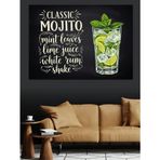 Klasik Mojito Kokteyli Menüsü Dekoratif Kanvas - Mdf Ahşap Tablo