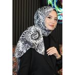 Klasik Paisley Desen Siyah-Beyaz Soft Pamuk Şal