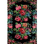 Klasik Siyah Salon&Oturma Odası&Yolluk Dijital Baskılı Makinede Yıkanabilir Kaymaz Taban Saçaklı Halı HK037