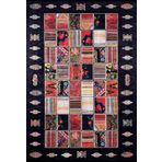 Klasik Siyah Salon&Yolluk Dijital Baskılı Makinede Yıkanabilir Kaymaz Taban Saçaklı Halı HK098