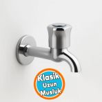 Klasik Uzun Musluk Pirinç Gövde Sızdırmaz Metal Dayanıklı Lavabo Musluğu Krom Paslanmaz Çeşme