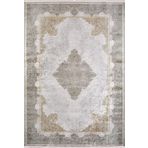 Klasik Yeşil Bej Salon&Yolluk Dijital Baskılı Makinede Yıkanabilir Kaymaz Taban Saçaklı Halı HK041