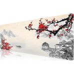 Klasse Pro - 5 Farklı Model Dikişli Kenar 70X30 cm Oyuncu Gaming Mouse Pad (Cherry Blossom) - Siyah