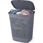 Klassy Damla Büyük Boy Kirli Çamaşır Sepeti – 65 Lt - 370 x 450 x 580 mm - Gri
