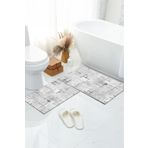 Klastextile Kaymaz Taban Yıkanabilir 2'li Set Banyo Halısı Banyo Paspası Klozet Takımı