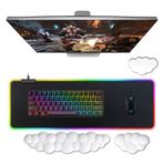 Klavye ve Fare için Büyük LED Masa Altlığı ve Bilek Dayanağı Seti, 7 Renkli LED Işıklı Genişletilmiş Büyük RGB Oyun Mouse Pad, Oyun, Masalar, PC, Ofis için Işıklı Fare Altlığı (Beyaz)