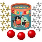 KlayBear Top ile Krikolar Oyunu, Çocuklar ve Yetişkinler için Retro Vintage Jax Oyunu, 18 Metal Kriko ve 3 Kırmızı Kauçuk Top ile Klasik Masa Oyunları, Aile Oyunu Gecesi için Eski Moda Geleneksel Masa