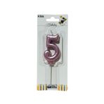 klbk Alya-butık 10 Cm 5 Yaş Doğum Günü Büyük Rakam Sayılı Pasta Mumu Rose Renk Rakam Mum
