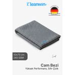 Kleanwin Lucid Mikrofiber Araba Cam Bezi 50x70 cm 240 GSM – Gri, İz Bırakmaz Cam Silme ve Kurulama Bezi