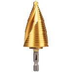 Klein Tools 25960 Kademeli Matkap Ucu, 7/8 ila 1-3/8-İnç, Spiral Çift Yivli Kesim, İnce Metal, Plastik, Alüminyum, Ahşap, 1/4 inç Altıgen Şaft, VACO