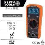 Klein Tools MM325 Dijital Multimetre 600V - Turuncu - Siyah