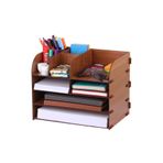 KLES A4 Evrak Rafı Masaüstü Organizer Dosya Düzenleyici Ahşap Organizer - Org_4_kahverengi