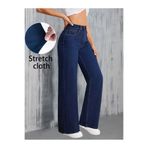 kleshus Btl Kadın Lacivert Salaş Likralı Rahat Kesim Palazzo Kot Pantolon Jean New-5
