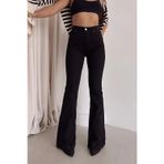 Kleshus Ganikus 90's Pamela Jeans Kadın Solmayan Siyah Yüksek Bel Likralı İspanyol Paça jean Pantolon Denim