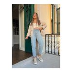 Kleshus Ganikus Kadın Mom Jeans Kot Pantolon Mavi Kar