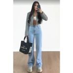 Kleshus Ganikus Salaş Mavi Kar Palazzo Kadın Jeans Pantolon Tanya