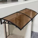 KLGFBDC 100 x 160 cm Kahverengi Polikarbonat Kapı Tentesi, Yağmur, Kar ve Güneş Koruması, Düz Levha, Şık, Hava Koşullarına Dayanıklı.