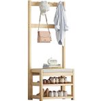 KLGFBDC Ayakkabı tezgahı ve 5 kancalı modern ahşap elbise askısı, ayak üzerinde, yatak odası veya ofis için ideal (60 x 31 x 172 cm).
