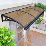 KLGFBDC Balkon ve giriş kapısı için dış mekan güneş tentesi, şeffaf polikarbonat, bej renk, 60 x 140 cm, hava koşullarına dayanıklı