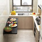 KLGFBDC Dayanıklı Katlanır Duvar Masası - Ev, Ofis, Mutfak ve Çamaşırhane için Katlanabilir Tabanlı Yer Tasarruflu Masa - 50 x 50 cm Siyah Braketli Sağlam Beyaz Raf 50 x 60 cm