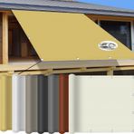 KLGFBDC Dikdörtgen güneş tentesi, 1,6 x 2,6 m, %95 UV koruması, balkon ve teras için dayanıklı gölgeleme ağı, rüzgara dayanıklı, halatlı, renk: krem rengi