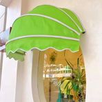 KLGFBDC Dış mekanlar için katlanabilir kubbe tente, su geçirmez, kapılar ve pencereler için güneş koruması, yeşil, manuel kullanılabilir (çap: 110 cm/43 inç) - Balkon ve teraslar için ideal