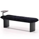 KLGFBDC Döşemeli Armut Koltuklu Modern Ayakkabı Bankı, Zarif Yatak Tabanı ve Küçük Sehpa Giriş, Oturma Odası veya Yatak Odası için - Siyah 140 x 43 x 45 cm