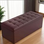 KLGFBDC Döşemeli suni deri puf, entegre ayak destekli, yatak odası, oturma odası veya giriş için ideal, 300 kg'a kadar taşıyabilir (99 x 41 x 41 cm x 41 cm) - şık kahve rengi