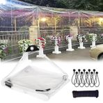 KLGFBDC Kalın branda, şeffaf yağmur brandası, 450 x 650 cm / 14,8 x 21,3 FT, 0,38 (mm) Kalınlaştırılmış Yumuşak Cam Plastik Rüzgar Perdesi Tarps, Ev Verandası, Balkon, Bahçe Verandaları, Köşk, Tavuk