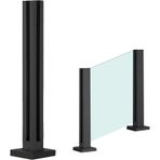 KLGFBDC Korkuluk için Kare Siyah Cam Direk - Cam Korkuluk için 304 Paslanmaz Çelik Kelepçe, Havuz ve Balkon Bahçe Eskrim - Köşe Montaj Braketi 100 cm/39,