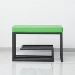 KLGFBDC Metal Ayakkabı Dolabı, Siyah Metal Çerçeveli Giriş Tezgahı, PU Deri Döşemeli Koltuklu Ayakkabı Rafı Yatak Odası Tezgahı. (Boyut: 60x30x40cm, Renk: Yeşil)
