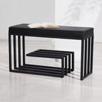 KLGFBDC Metal Ayakkabı Dolabı, Siyah Metal Çerçeveli Giriş Tezgahı, PU Deri Döşemeli Koltuklu Ayakkabı Rafı Yatak Odası Tezgahı. (Boyut: 80x30x45cm, Renk: Siyah)